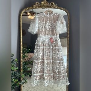 Ivy City Co Sicily Dress with Flutter Sleeves - White